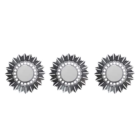 9.5" Brushed Silver Floral Sunburst Mirrors, 3ct. By Northlight | 9.5" x 9.5" | Michaels®